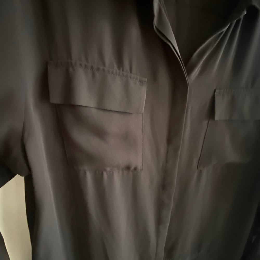 Chico's Black Button Down Shirt Long Sleeve Pocket Blouse Size 2 Large - Picture 6 of 9